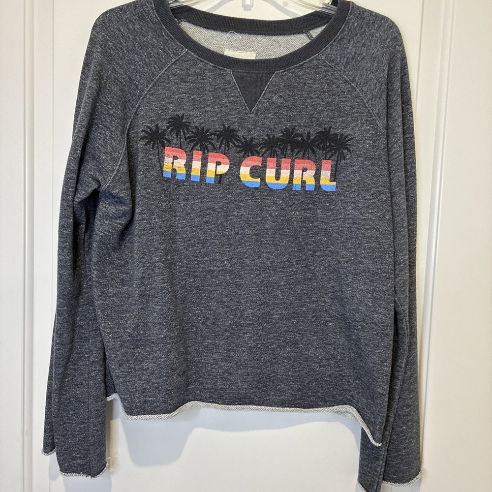 Rip Curl Womens Grey Heather Palm Tree Graphic Sweatshirt GFECD7 Size L